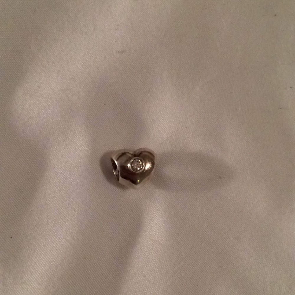 Authentic Pandora sterling silver heart CZ charm